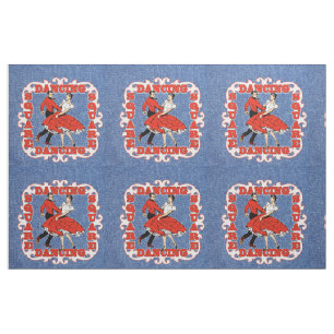 Tissu Couple de danse carré sur Faux Denim 9"