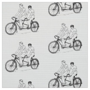 TISSU COUPLE NOIR ET BLANC EN VÉLO TANDEM RÉTRO