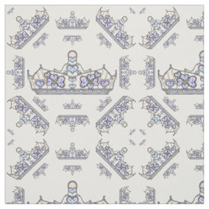Tissu Couronne argentée de diamants du coeur