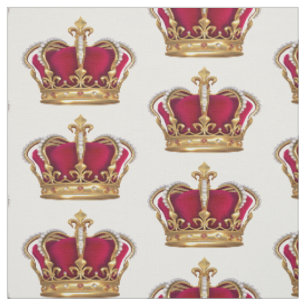 Tissu Couronne de fleurs de lis d'or