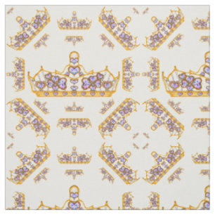 Tissu couronne d'or diamants du coeur