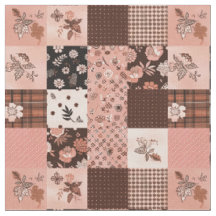 Courte édredon marron rose de style cottage vintag