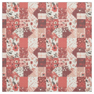 Tissu Courte vintage rouge patchwork Maison de campagne