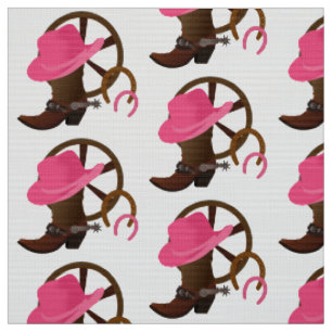 Tissu Cowgirl Design Blanc