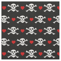 Tissu Crâne & Cœur Rouge - Mode pirates/ bateaux