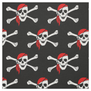 Tissu Crâne de pirate et os croisés