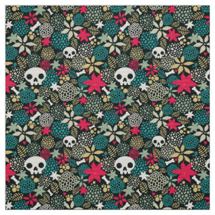 Tissu Crâne en fleurs