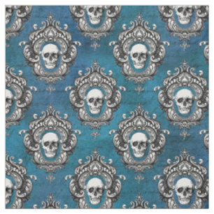 Tissu Crâne et gothique Turquoise