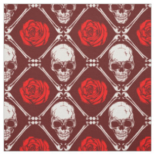 Tissu crâne et roses