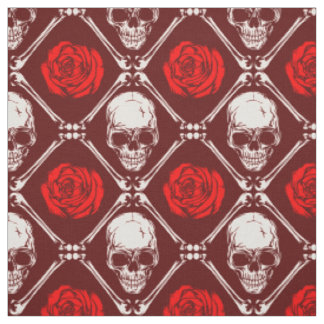 Tissu crâne et roses