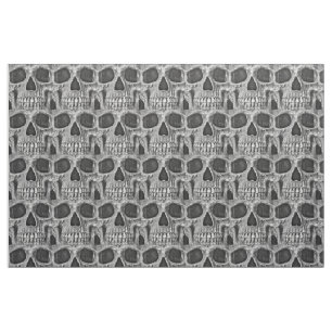 Tissu Crâne gothique Cool de Grunge noir et blanc