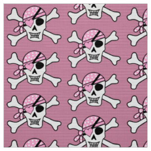 Tissu Crâne pirate et os roses