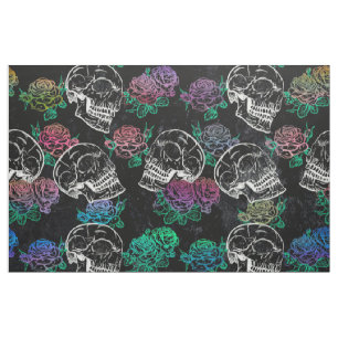 Tissu Crânes et Roses sombres   Funky Glam Ombre Grunge