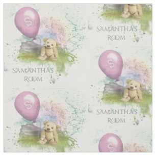 Tissu Crèche rose de bébé du ballon du nounours migno