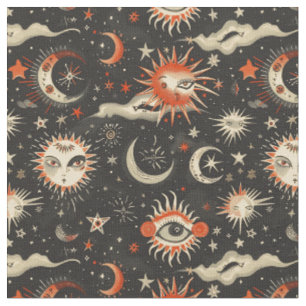 Tissu Créez votre propre oeil magique noir orange célest