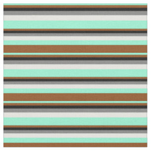 Tissu Crème Aquamarine, Brown, noire, grise et à la ment