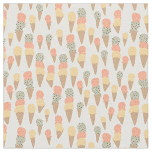 Tissu Crème de glace douce Cones Pastel Motif