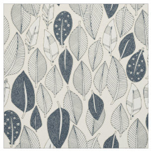Tissu Crème feuille et plumes