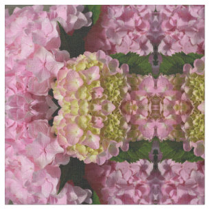 Tissu Crème rose Hydrangeas jaune rose vert floral