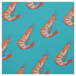Tissu crevette rose/kitsch fruits de mer de crevette