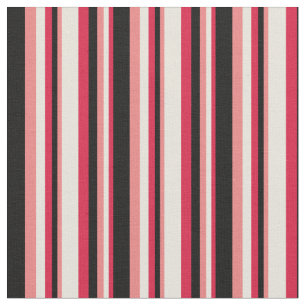 Tissu Crimson, Beige, Corail clair et Lignes de couleur