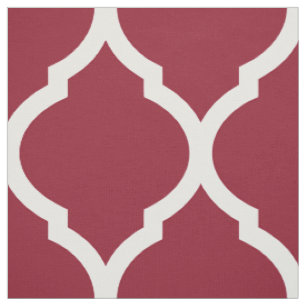 Tissu Crimson Maroc Quatrefoil Grande Échelle