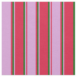 Tissu Crimson, prune et Motif rayé vert foncé