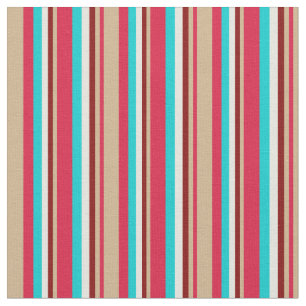 Tissu Crimson, Tan, Maroon, Beige & Turquoise foncé