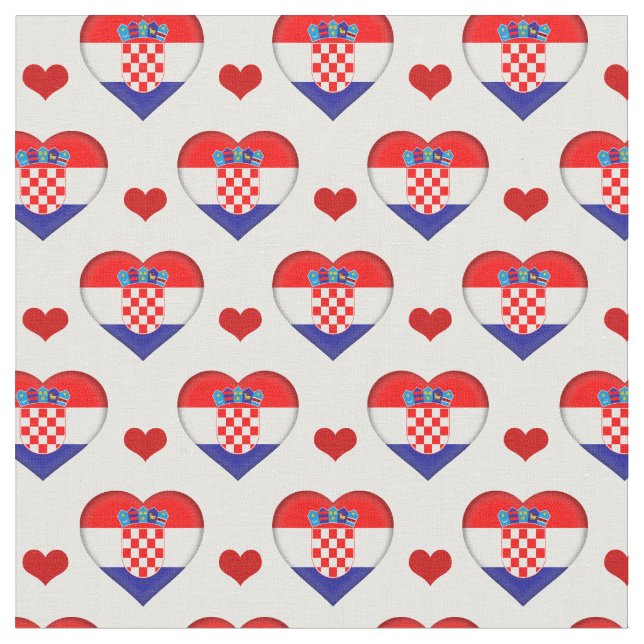 Tissu Croate Drapeau & Red Heart mode Fabric /Croatie (Fermer)
