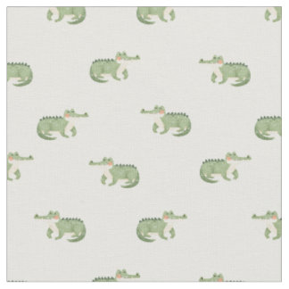 Tissu Crocodiles à l'aquarelle sur fond blanc