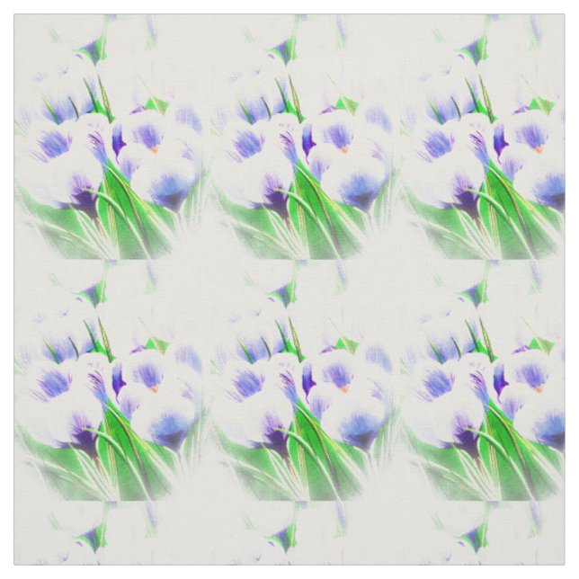 Tissu Crocus blanc printemps (Échantillon)