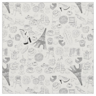 Tissu croissants paris france doodé de mode française