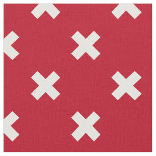 Tissu Croix blanche sur le rouge