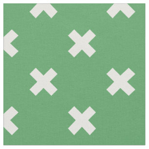 Tissu Croix blanche sur le vert
