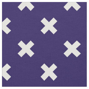 Tissu Croix blanches sur bleu marine