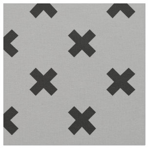 Tissu Croix noire coutures sur gris