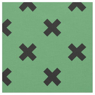 Tissu Croix noire sur le vert