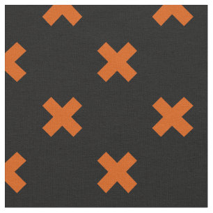 Tissu Croix orange sur le noir