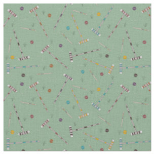 Tissu Croquet Set pelouse Jeux Jade Green Motif