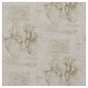 Tissu Croquis humains d'anatomie du coeur de da Vinci