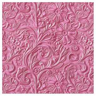 Tissu Cuir floral rose chaud chic travaillé