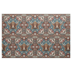 Tissu Cuir occidental Imprimer Turquoise Brown avec Stee