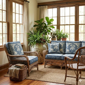 Tissu Cuirassé français Deep Blue motifs floraux Toile d