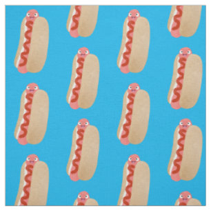 Tissu Curieux hot dog Weiner dessin animé