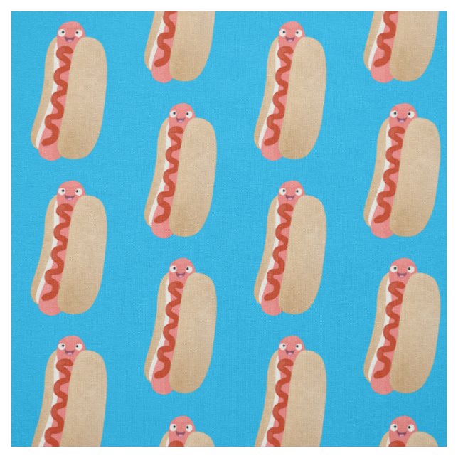 Tissu Curieux hot dog Weiner dessin animé (Échantillon)