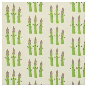 Tissu Cute asperges chantant un trio végétal dessin anim