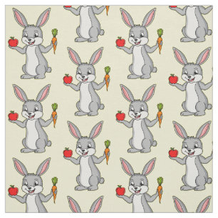 Tissu Cute bunny rabbit with vegetables