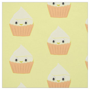 Tissu Cute Cartoon Citron Cupcake Motif de répétition