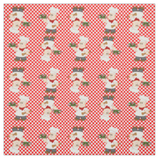 Tissu Cute Chef Sur Un Arrière - plan Red Check