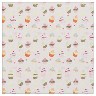 Tissu Cute Cupcake Motif Fabric